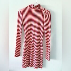 Urban Outfitters Red Striped Bodycon Mini Dress Turtleneck Size XS